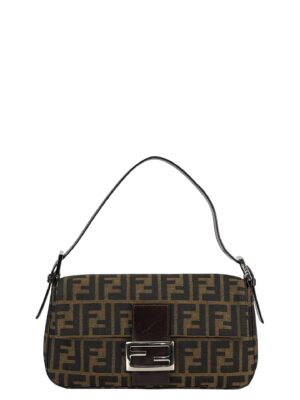 FENDI - Brown Zucca Baguette Handbag Silver Hardware