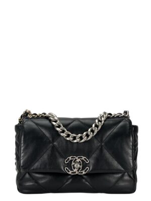 CHANEL - Black Lambskin 19 Flap Bag Small