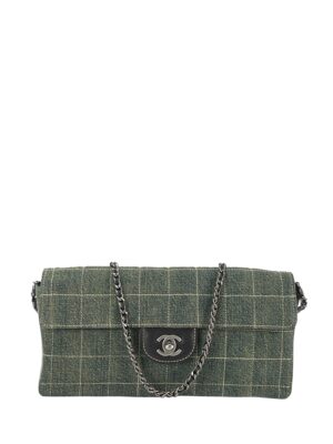 CHANEL - Blue Denim Chocolate Bar Quilted East West Flap