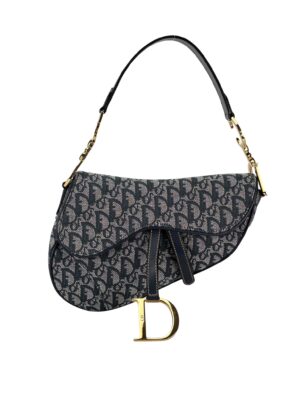 CHRISTIAN DIOR - Navy Canvas Trotter Saddle Handbag