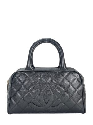 CHANEL - CC Logo Black Caviar Small Bowling Handbag