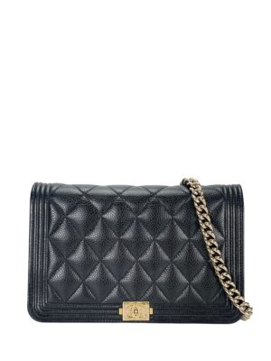 CHANEL - Black Caviar Quilted Boy Wallet On Chain (WOC)