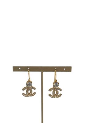 CHANEL - 02A Coco Mark Gold Rhinestone Earring